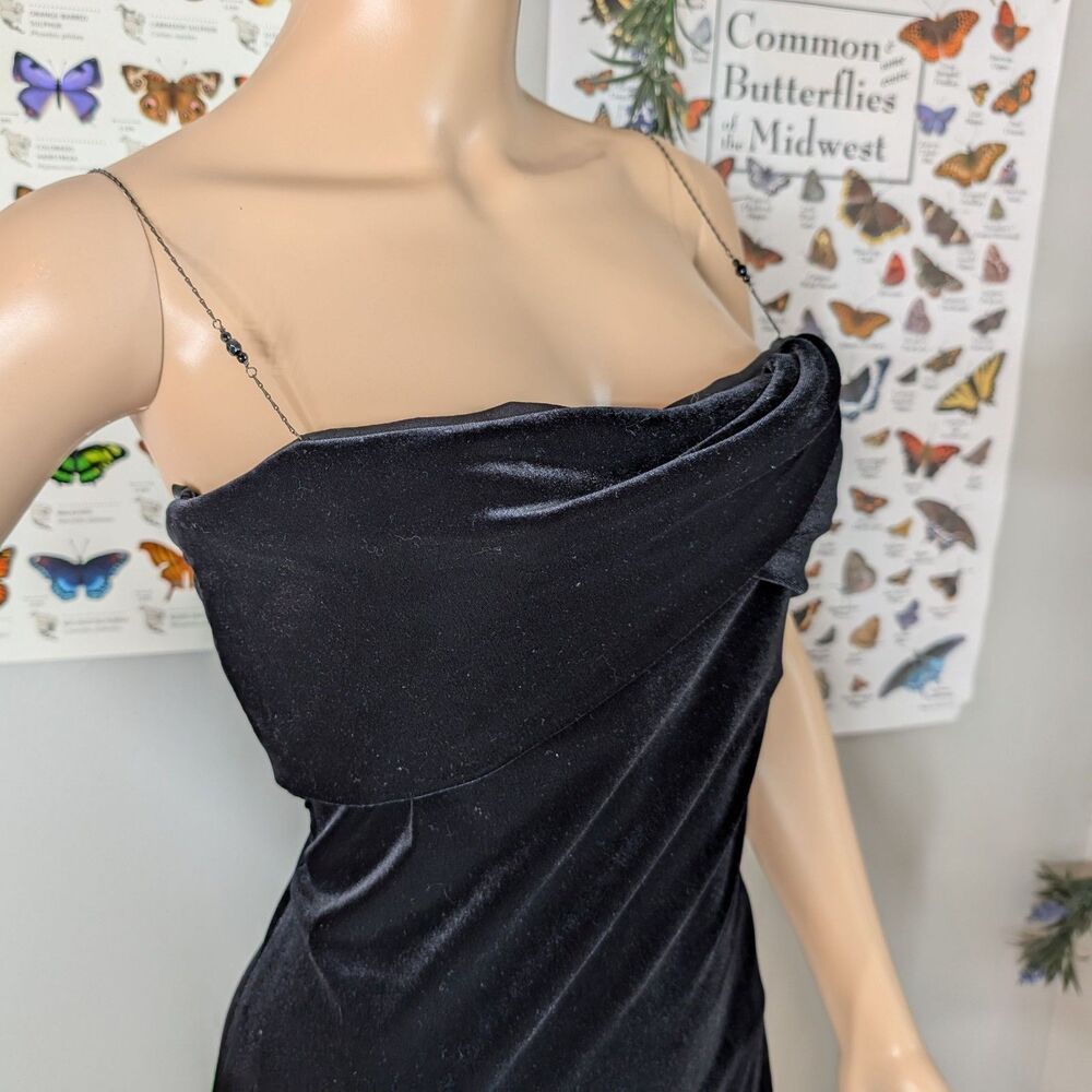 NWT Vintage 90s Laundry Shelli Segal Little Black Dress Beaded Velvet LBD 8